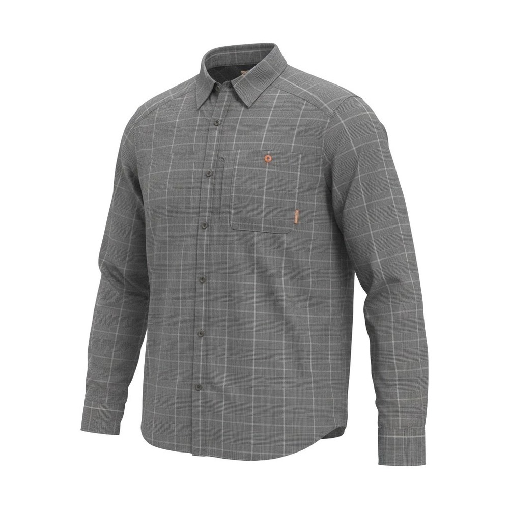 Merrell Button Down Shirt Mens XL Gray Plaid  Wick Coolmax Outdoor Hiking